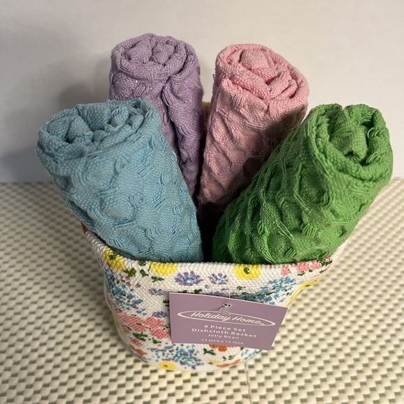 Holiday Home 4 Piece Dishcloth Set, Perfect Spring Gift - Picture 1 of 5